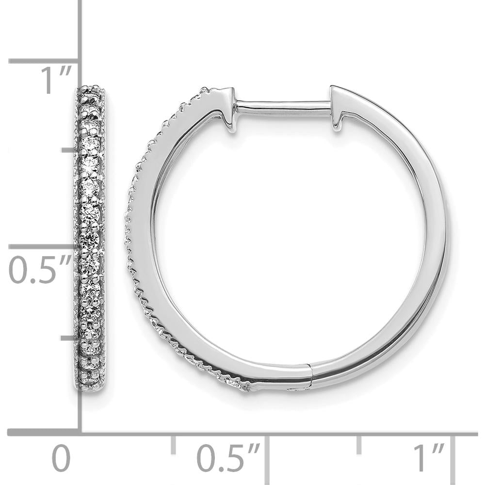 14K White Gold Diamond Hinged Hoop Earrings with Milgrain Detail - 0.36 Carat Total Diamond Weight by Monteluci Fine Jewelry