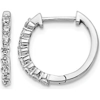 14K White Gold Diamond Hinged Hoop Earrings with Round Brilliant Cut Diamonds - 0.0225 Carat Total Diamond Weight by Monteluci Fine Jewelry