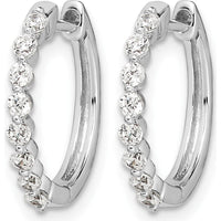 14K White Gold Diamond Hinged Hoop Earrings with Round Brilliant Cut Diamonds - 0.0225 Carat Total Diamond Weight by Monteluci Fine Jewelry