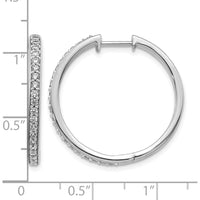 14K White Gold Diamond Hinged Hoop Earrings with Round Diamonds - 0.012 Carat Total Diamond Weight by Monteluci Fine Jewelry