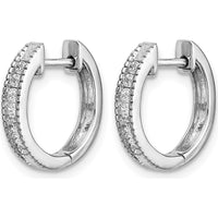 14K White Gold Diamond Hinged Hoop Earrings with Round Diamonds - 0.054 Carat Total Diamond Weight by Monteluci Fine Jewelry