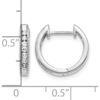 14K White Gold Diamond Hinged Hoop Earrings with Round Diamonds - 0.054 Carat Total Diamond Weight by Monteluci Fine Jewelry
