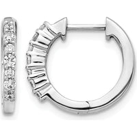 14K White Gold Diamond Hinged Hoop Earrings with Round Diamonds - 0.074 Carat Total Diamond Weight by Monteluci Fine Jewelry