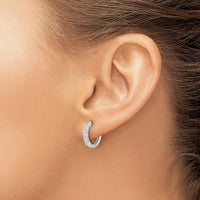 14K White Gold Diamond Hinged Hoop Earrings with Round Diamonds - 0.074 Carat Total Diamond Weight by Monteluci Fine Jewelry