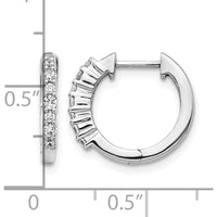 14K White Gold Diamond Hinged Hoop Earrings with Round Diamonds - 0.074 Carat Total Diamond Weight by Monteluci Fine Jewelry