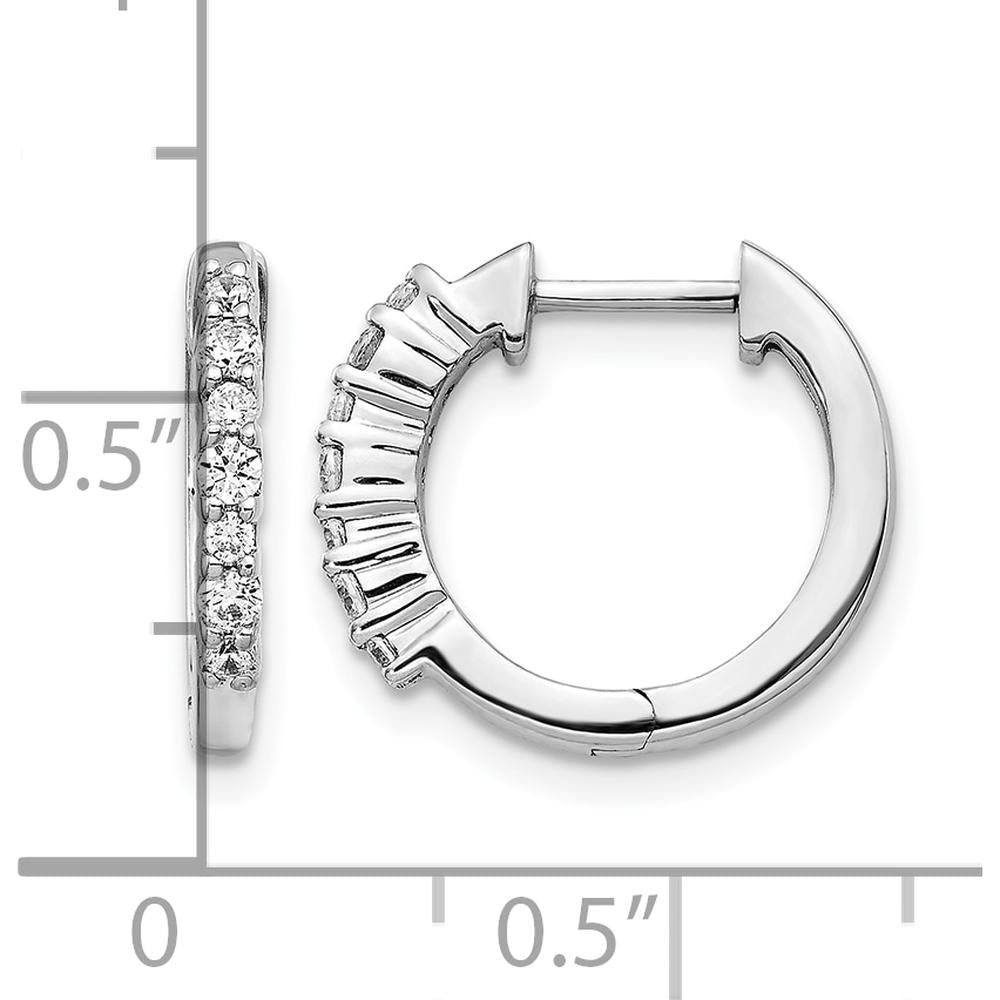 14K White Gold Diamond Hinged Hoop Earrings with Round Diamonds - 0.074 Carat Total Diamond Weight by Monteluci Fine Jewelry