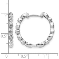 14K White Gold Diamond Hinged Hoop Earrings with Round Diamonds - 0.074 Carat Total Diamond Weight by Monteluci Fine Jewelry