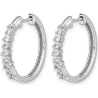 14K White Gold Diamond Hinged Hoop Earrings with Round Diamonds - 0.12 Carat Total Diamond Weight by Monteluci Fine Jewelry