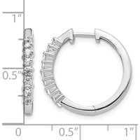 14K White Gold Diamond Hinged Hoop Earrings with Round Diamonds - 0.12 Carat Total Diamond Weight by Monteluci Fine Jewelry