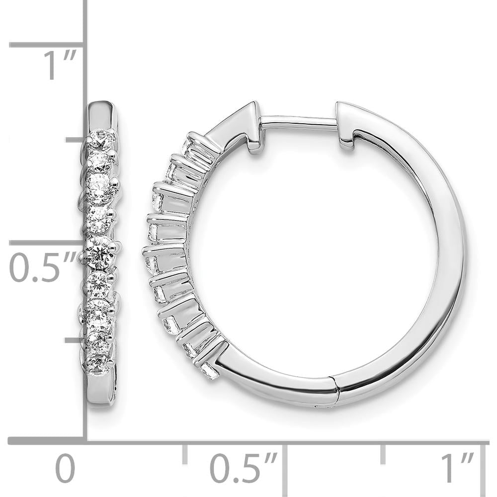 14K White Gold Diamond Hinged Hoop Earrings with Round Diamonds - 0.12 Carat Total Diamond Weight by Monteluci Fine Jewelry