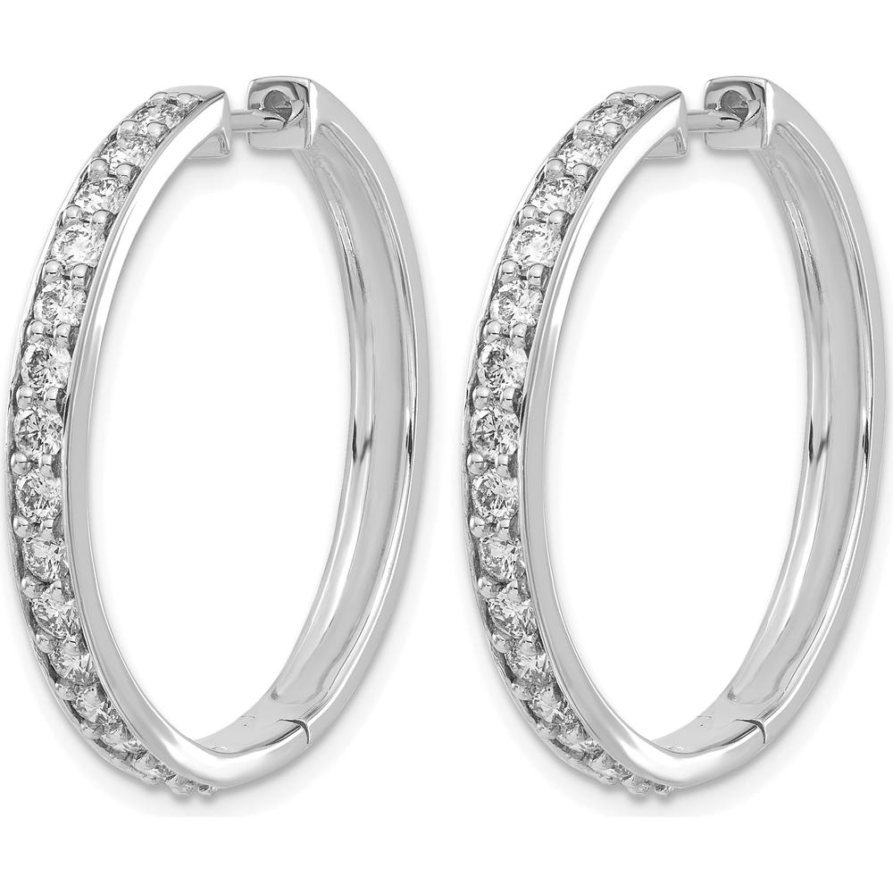 14K White Gold Diamond Hinged Hoop Earrings with Round Diamonds - 0.15 Carat Total Diamond Weight by Monteluci Fine Jewelry
