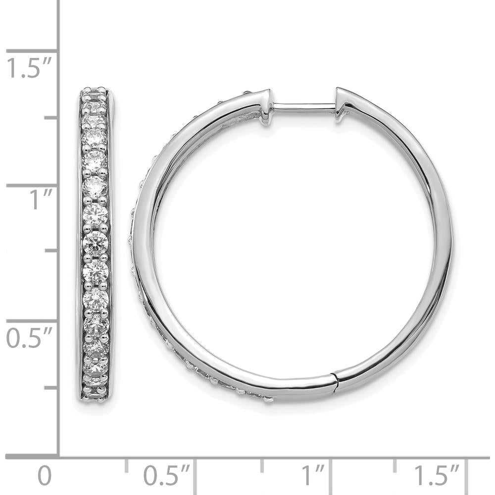 14K White Gold Diamond Hinged Hoop Earrings with Round Diamonds - 0.15 Carat Total Diamond Weight by Monteluci Fine Jewelry