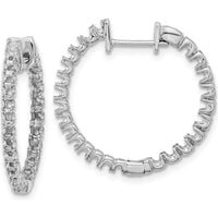 14K White Gold Diamond Hinged Hoop Earrings with Round Diamonds - 50 Stones Total, 1.9mm Each by Monteluci Fine Jewelry