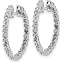 14K White Gold Diamond Hinged Hoop Earrings with Round Diamonds - 50 Stones Total, 1.9mm Each by Monteluci Fine Jewelry