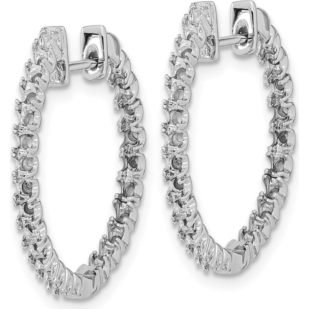 14K White Gold Diamond Hinged Hoop Earrings with Round Diamonds - 50 Stones Total, 1.9mm Each by Monteluci Fine Jewelry