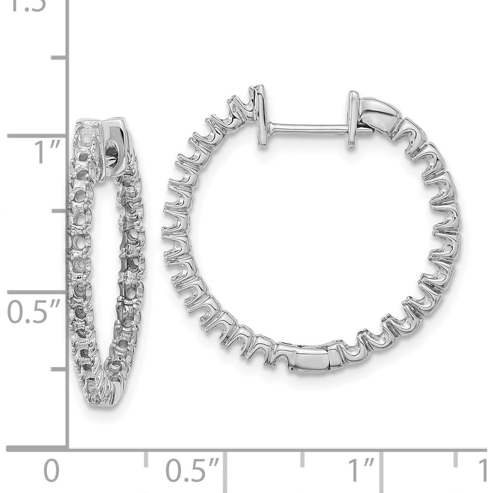 14K White Gold Diamond Hinged Hoop Earrings with Round Diamonds - 50 Stones Total, 1.9mm Each by Monteluci Fine Jewelry