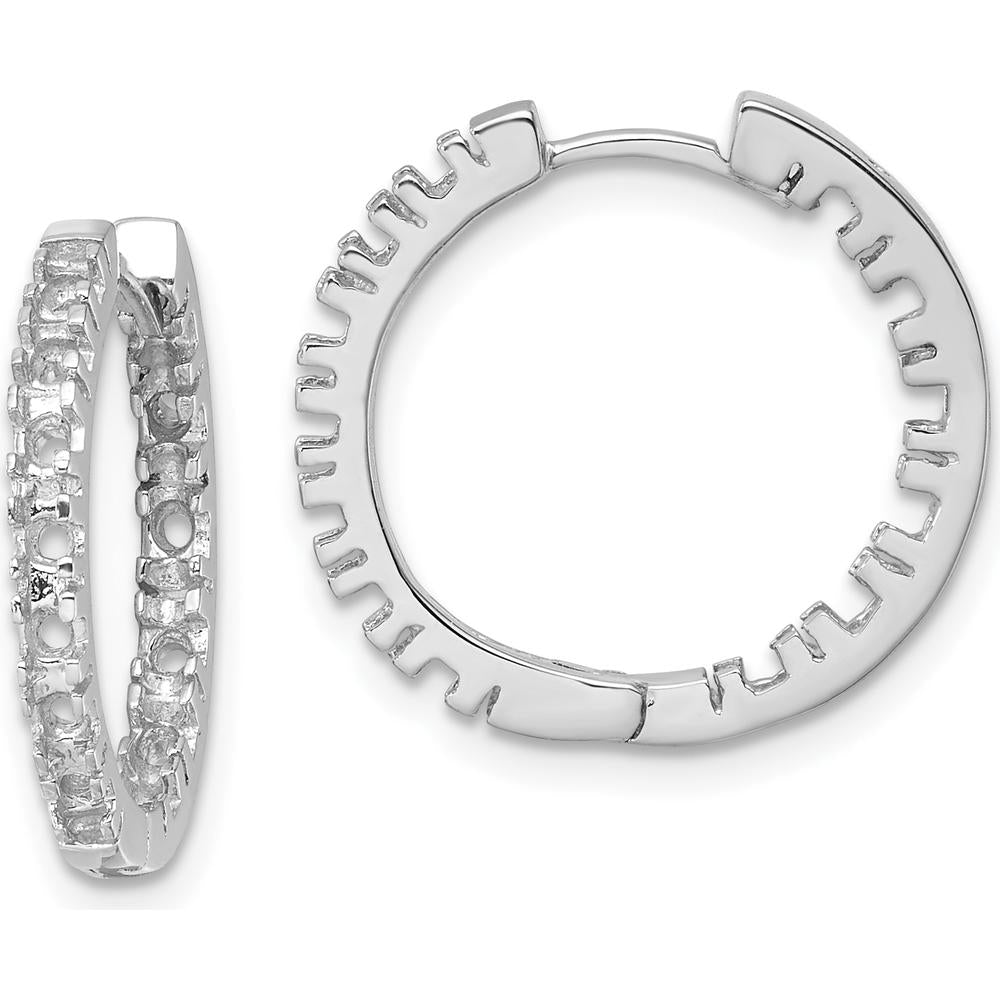 14K White Gold Diamond Hinged Hoops with 18 Round Diamond Mountings - 0.36 Carat Total Diamond Weight by Oro Pregiato