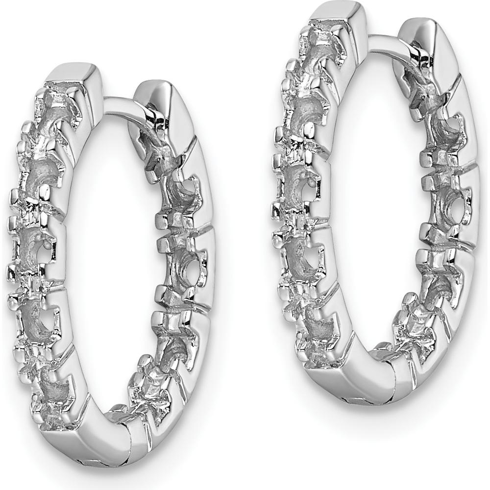 14K White Gold Diamond Hinged Hoops with 18 Round Diamond Mountings - 0.36 Carat Total Diamond Weight by Oro Pregiato