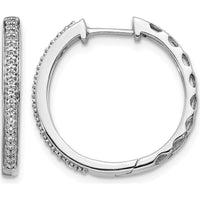 14K White Gold Diamond Hinged Huggie Hoop Earrings - 0.15 Carat Total Diamond Weight by Monteluci Fine Jewelry