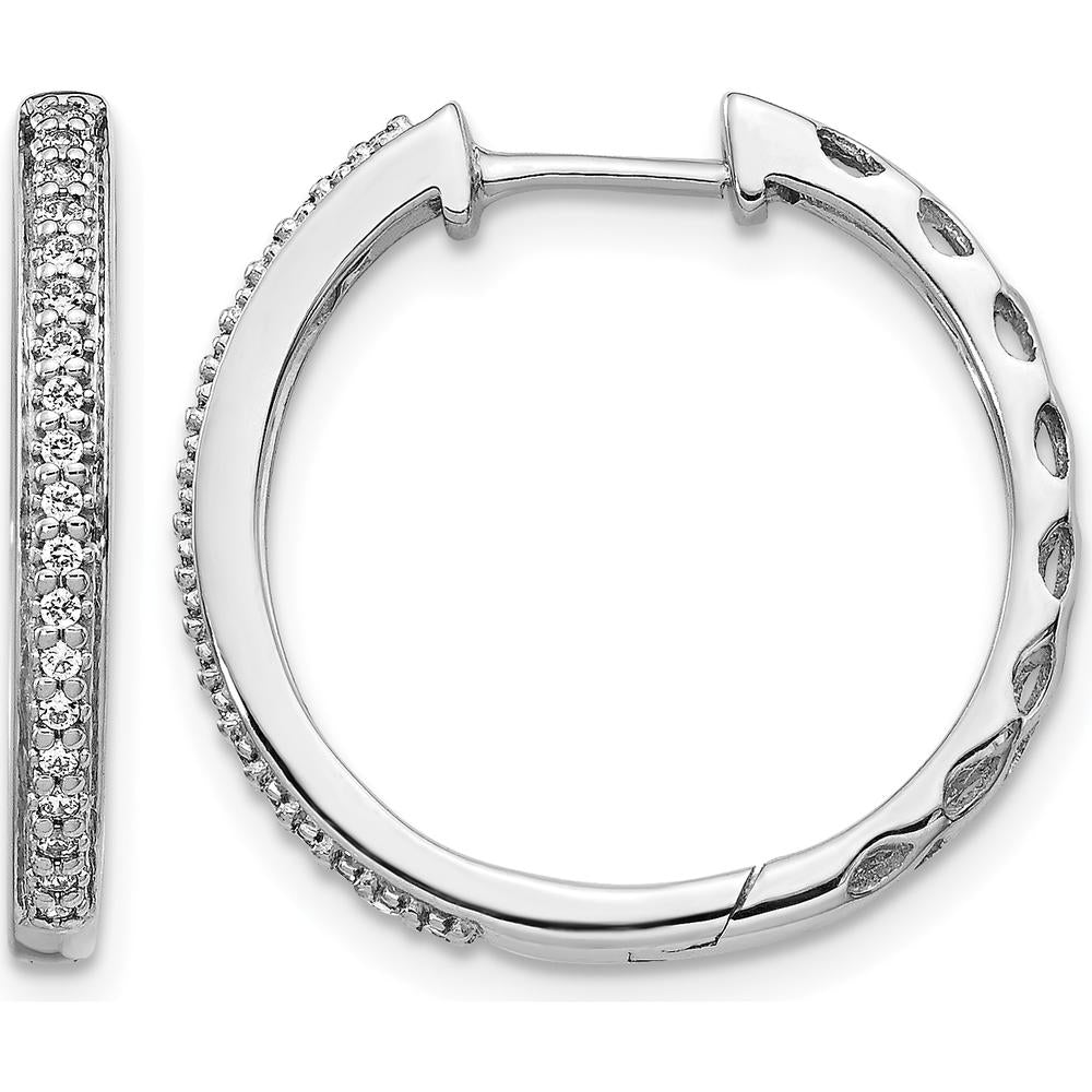 14K White Gold Diamond Hinged Huggie Hoop Earrings - 0.15 Carat Total Diamond Weight by Monteluci Fine Jewelry
