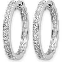 14K White Gold Diamond Hinged Huggie Hoop Earrings - 0.15 Carat Total Diamond Weight by Monteluci Fine Jewelry