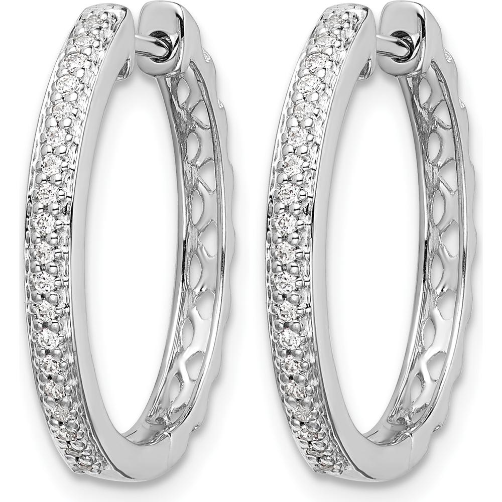 14K White Gold Diamond Hinged Huggie Hoop Earrings - 0.15 Carat Total Diamond Weight by Monteluci Fine Jewelry
