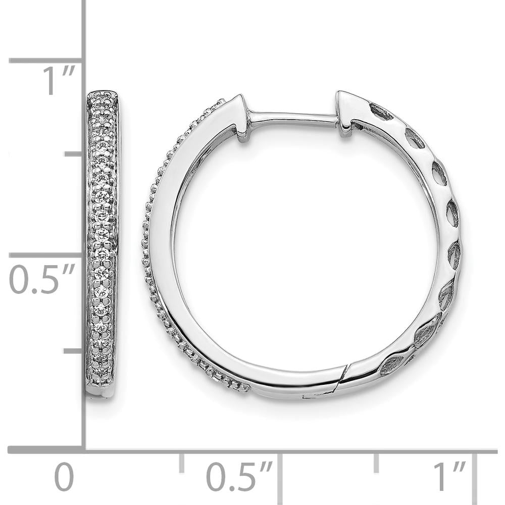 14K White Gold Diamond Hinged Huggie Hoop Earrings - 0.15 Carat Total Diamond Weight by Monteluci Fine Jewelry