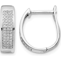 14K White Gold Diamond Hinged Oval Hoop Earrings - 0.14 Carat Total Diamond Weight by Monteluci Fine Jewelry