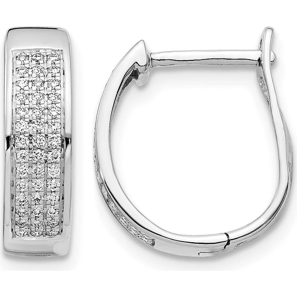 14K White Gold Diamond Hinged Oval Hoop Earrings - 0.14 Carat Total Diamond Weight by Monteluci Fine Jewelry