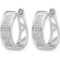 14K White Gold Diamond Hinged Oval Hoop Earrings - 0.14 Carat Total Diamond Weight by Monteluci Fine Jewelry