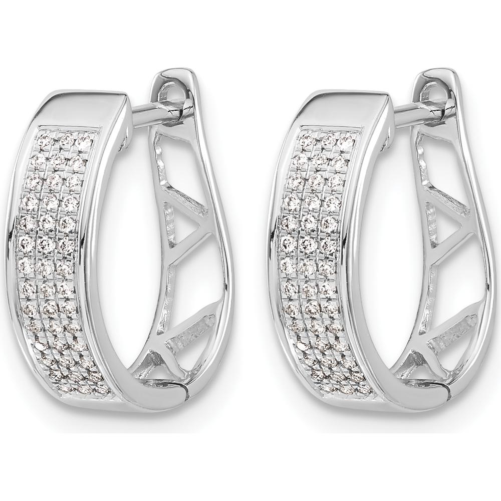 14K White Gold Diamond Hinged Oval Hoop Earrings - 0.14 Carat Total Diamond Weight by Monteluci Fine Jewelry