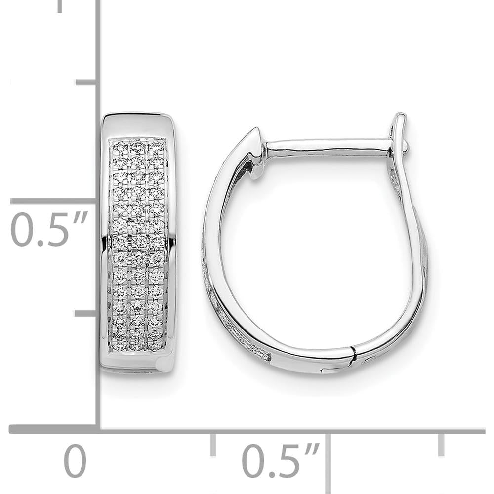 14K White Gold Diamond Hinged Oval Hoop Earrings - 0.14 Carat Total Diamond Weight by Monteluci Fine Jewelry