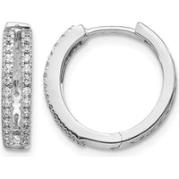 14K White Gold Diamond Hinged Round Hoop Earrings - 0.0048 Carat Total Diamond Weight by Monteluci Fine Jewelry
