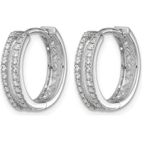 14K White Gold Diamond Hinged Round Hoop Earrings - 0.0048 Carat Total Diamond Weight by Monteluci Fine Jewelry
