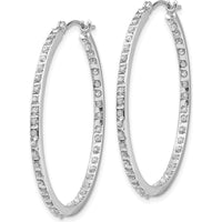 14K White Gold Diamond Hinged Round Hoop Earrings - 0.010 Carats Total Diamond Weight by Monteluci Fine Jewelry