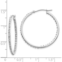 14K White Gold Diamond Hinged Round Hoop Earrings - 0.010 Carats Total Diamond Weight by Monteluci Fine Jewelry