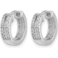 14K White Gold Diamond Hinged Round Hoop Earrings with 32 Round Diamonds - 0.096 Carat Total Diamond Weight by Monteluci Fine Jewelry