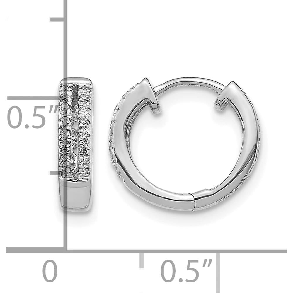 14K White Gold Diamond Hinged Round Hoop Earrings with 32 Round Diamonds - 0.096 Carat Total Diamond Weight by Monteluci Fine Jewelry