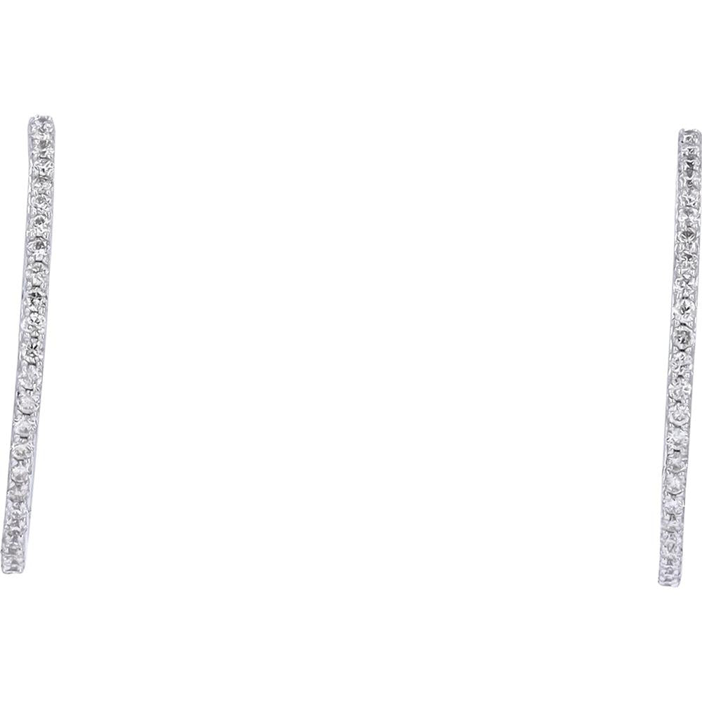 14K White Gold Diamond Hoop Earrings - 0.27 Carat Total Diamond Weight