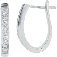 14K White Gold Diamond Hoop Earrings - 0.55 Carat Total Diamond Weight