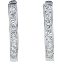 14K White Gold Diamond Hoop Earrings - 0.55 Carat Total Diamond Weight