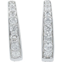 14K White Gold Diamond Hoop Earrings - 1.00 Carat Total Diamond Weight