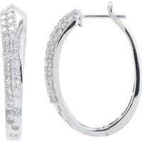 14K White Gold Diamond Hoop Earrings - 1.30 Carat Total Diamond Weight