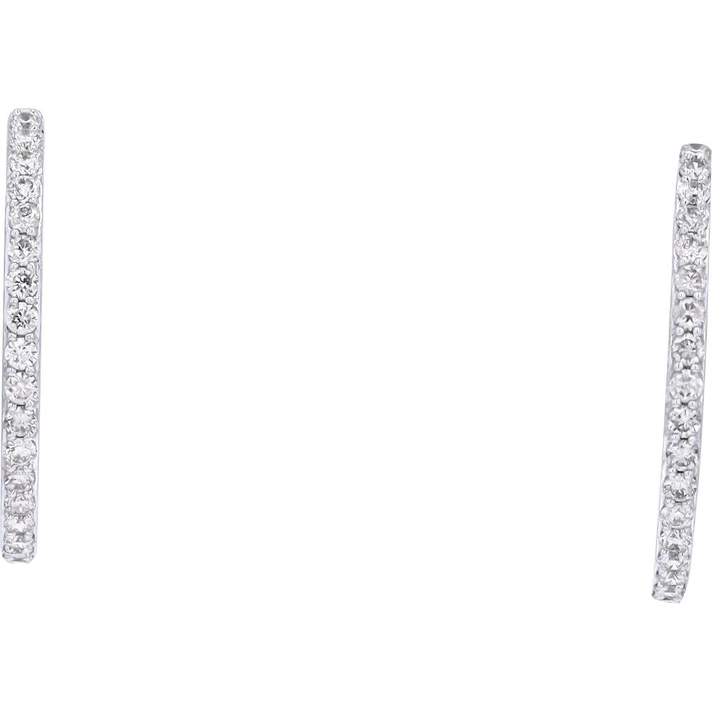 14K White Gold Diamond Hoop Earrings with 0.50 Carat Total Diamond Weight