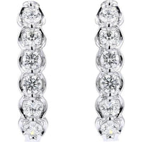14K White Gold Diamond Hoop Earrings with 1.00 Carat Total Diamond Weight