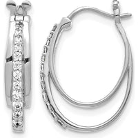 14K White Gold Diamond Hoop Earrings with Round Diamonds - 0.03 Carat Total Diamond Weight by Oro Pregiato