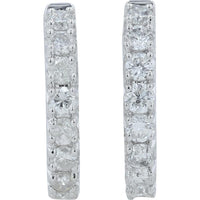 14K White Gold Diamond Hoops with Prong Set Round Diamonds - 0.70 Carat Total Diamond Weight