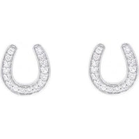 14K White Gold Diamond Horseshoe Earrings - 0.20 Carat Total Diamond Weight