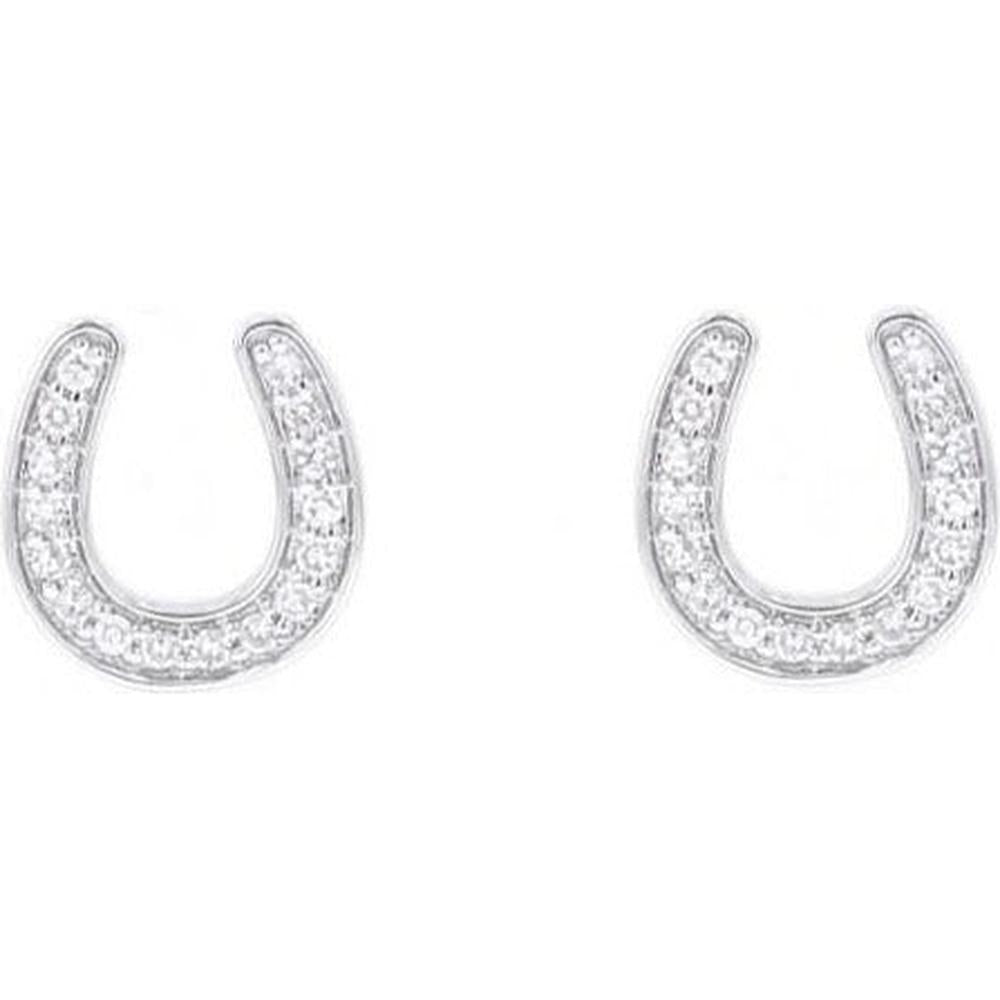 14K White Gold Diamond Horseshoe Earrings - 0.20 Carat Total Diamond Weight