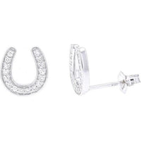 14K White Gold Diamond Horseshoe Earrings - 0.20 Carat Total Diamond Weight